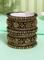   Wedding Wear  Green Color Velvet Work Bangle Set:-2.4,2.6,2.8